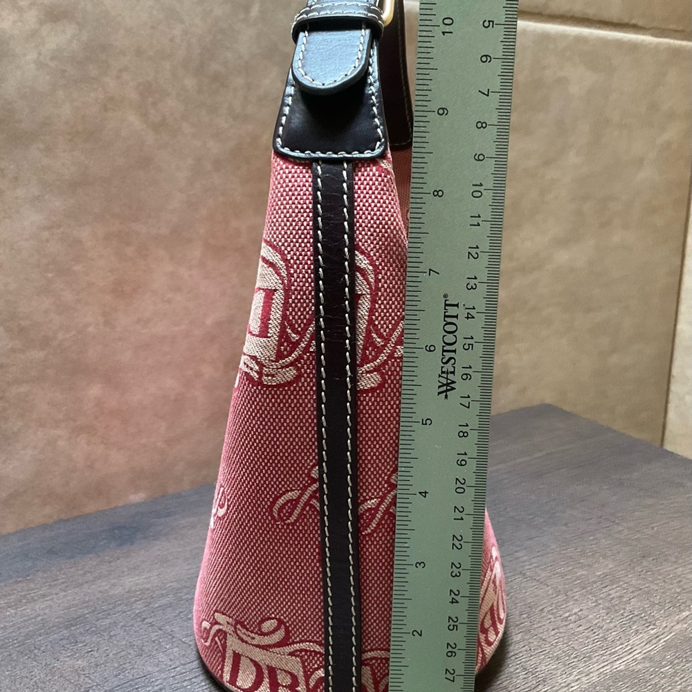Dooney Bourke Small Signature Hobo Shoulder bag VTG RED Canvas mini bucket - Picture 3 of 11